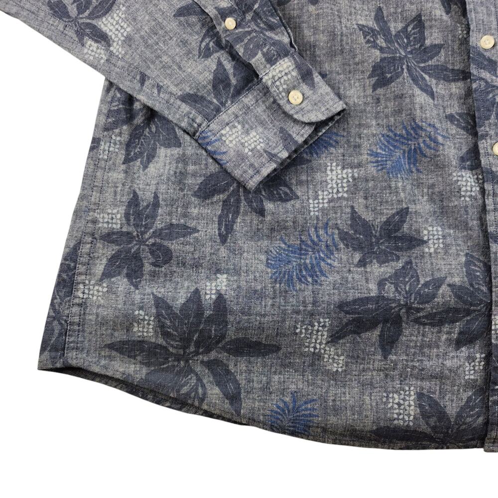 Chaps Shirt Mens XXL 2XL Blue Button Up Down Denim Tropical Floral Collared NWT - Picture 8 of 14